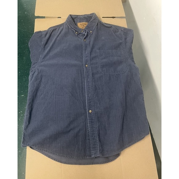 VTG Reel legends Blue long sleeve corduroy button up shirt Sz LARGE - Picture 4 of 8